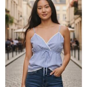 Madden Girl NWT Cotton Baby Doll Y2K Summer Cami Top White/Blue Stripe Large